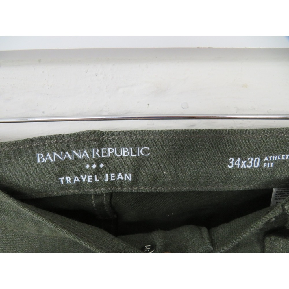 Banana Republic Travel Jeans Mens 34x30 Green Athletic Fit Stretch Denim Comfort - Picture 4 of 9